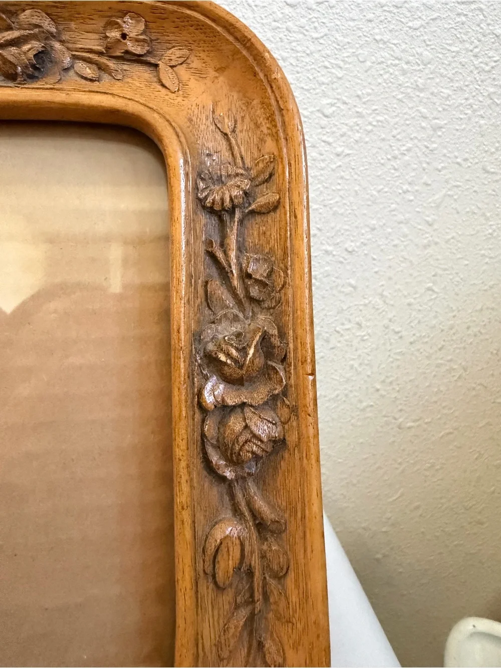Vintage Solid Wood Carved Floral Double Picture Frame 2x 5x7 Photos 13x10